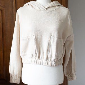 Zara cropped hoodie in cream SIZE M